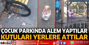 Parkta alem yapıp, kutularını yerlere attılar