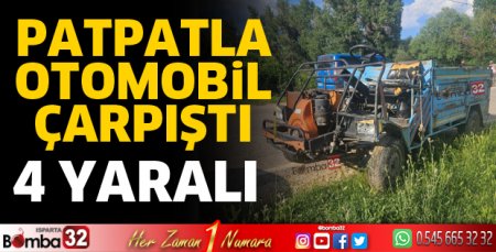 Patpatla otomobil çarpıştı 4 kişi yaralandı