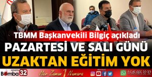 Pazartesi ve Salı günü uzaktan eğitim yok