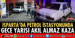 PETROL İSTASYONUNDA AKIL ALMAZ KAZA