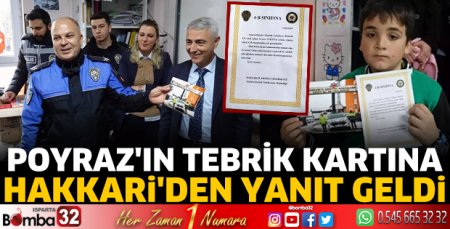 Poyraz'ın tebrik kartına Hakkari'den yanıt geldi