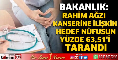 Rahim ağzı kanserine ilişkin hedef nüfusun yüzde 63,51'i tarandı