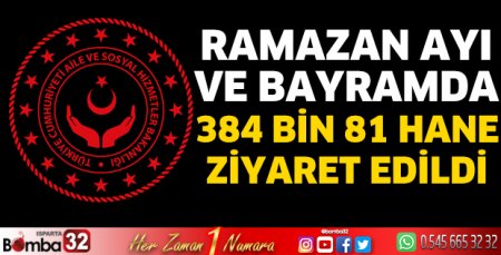 Ramazan ayı ve bayramda 384 bin 81 hane ziyaret edildi