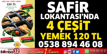 Safir Lokantası’nda 4 Çeşit Yemek 120 ₺