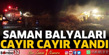 Saman balyaları cayır cayır yandı 