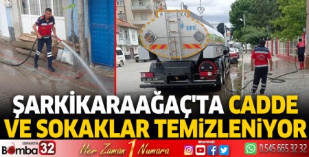 Şarkikaraağaç'ta cadde ve sokaklar temizleniyor