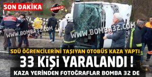 SDÜ Öğrencilerini Taşıyan Otobüs Kaza Yaptı