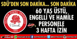 SDÜ’DEN KORONAVİRÜS İZNİ