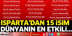SDÜ'den 15 Bilim İnsanı “Dünyanın En Etkili Bilim İnsanları Listesi”nde
