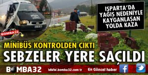 SEBZE YÜKLÜ MİNİBÜS KONTROLDEN ÇIKTI