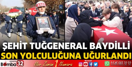 Şehit Tuğgeneral Baydilli, son yolculuğuna uğurlandı