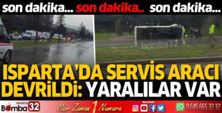 Servis aracı devrildi! Yaralılar var
