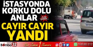 Seyir halindeki otomobil alev aldı