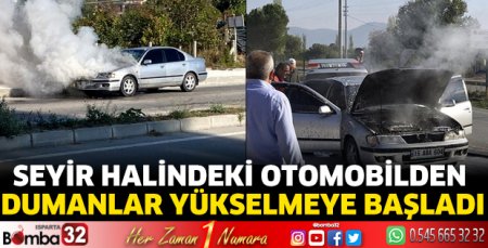 Seyir halindeki otomobilden dumanlar yükselmeye başladı