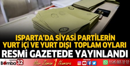 Siyasi partilerin aldığı oylar resmi gazetede yayınlandı