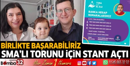 SMA'lı torunu için stant açtı