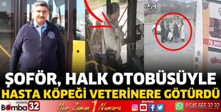 Şoför, halk otobüsüyle hasta köpeği veterinere götürdü