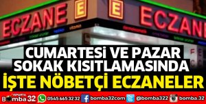 SOKAĞA ÇIKMA KISITLAMASINDA NÖBETÇİ ECZANELER