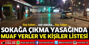 SOKAĞA ÇIKMA YASAĞINDA MUAF YERLER VE KİŞİLER LİSTESİ