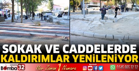 Sokak ve caddelerde kaldırımlar yenileniyor