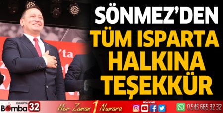 Sönmez'den teşekkür