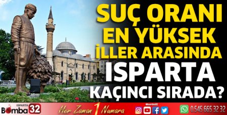Suç oranı en yüksek iller arasında Isparta kaçıncı sırada?