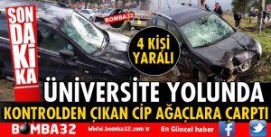 SÜRÜCÜNÜN KONTROLÜNDEN ÇIKAN CİP AĞAÇLARA ÇARPTI