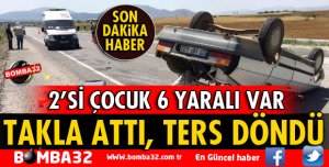 TAKLA ATAN OTOMOBİL TERS DÖNDÜ