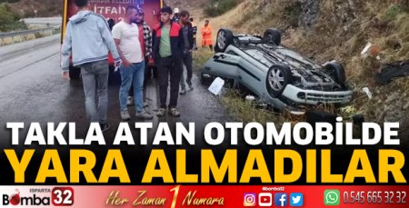 Takla atan otomobilde yara almadılar