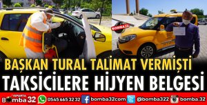 TAKSİCİLERE HİJYEN BELGESİ