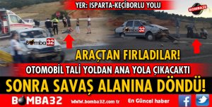 TALİ YOLDAN ANA YOLA ÇIKMAYA ÇALIŞAN OTOMOBİLE ÇARPTI