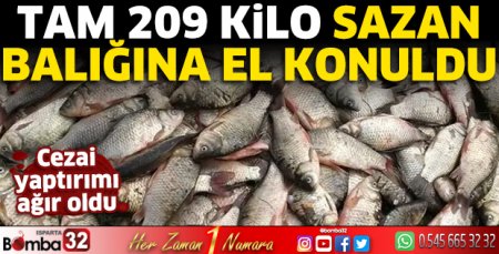 Tam 209 kilo sazan balığına el konuldu