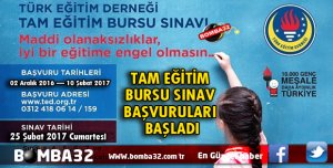 TAM EĞİTİM BURSU SINAV BAŞVURULARI BAŞLADI