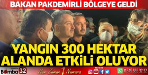 Tarım ve Orman Bakanı Bekir Pakdemirli yangın bölgesi Bucak'ta