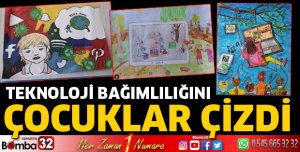 Teknoloji bağımlılığını çocuklar çizdi