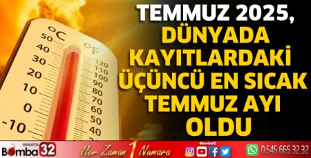 Temmuz 2025, dünyada kayıtlardaki üçüncü en sıcak temmuz ayı oldu
