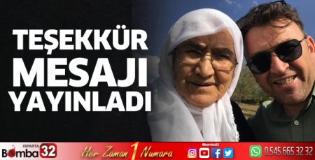 Teşekkür mesajı yayınladı 