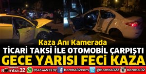 Ticari taksi ile otomobil çarpıştı