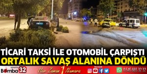 Ticari Taksi ile otomobil çarpıştı