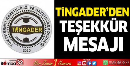 TİNGADER'den teşekkür mesajı
