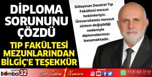 Tıp Fakültesi mezunlarından Bilgiç'e teşekkür