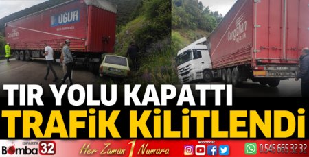 Tır ile otomobil çarpıştı