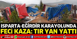 Tır yan yattı