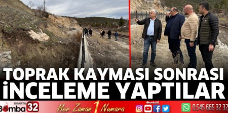 Toprak kayması sonrası zararı yerinde incelediler