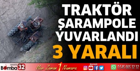 Traktör şarampole yuvarlandı