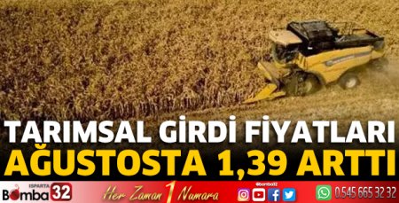 TÜİK: Tarımsal girdi fiyatları ağustosta 1,39 arttı