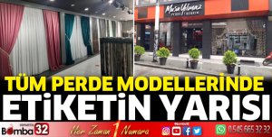 Tüm perde modellerinde etiketin yarısı 