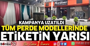 Tüm perde modellerinde etiketin yarısı 
