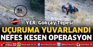 UÇURUMA YUVARLANAN KADINI KURTARMA OPERASYONU