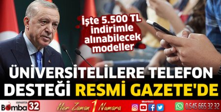 Üniversitelilere telefon desteği Resmi Gazete'de